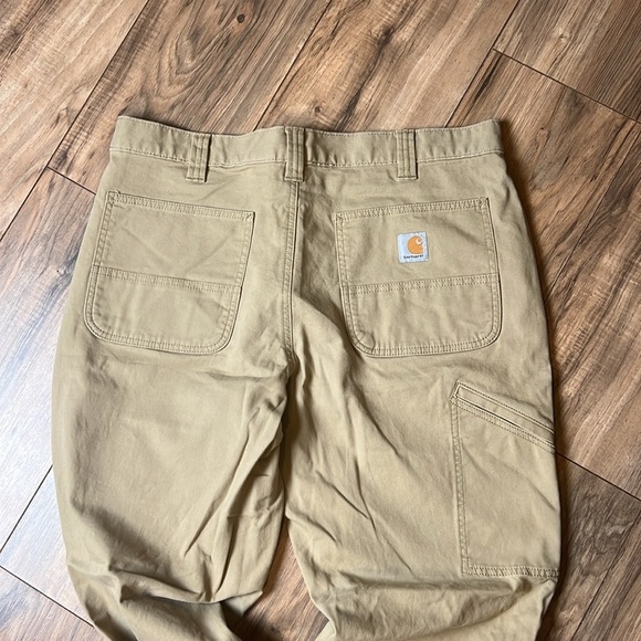 2 Pairs Carhartt Rugged Flex Relaxed Fit Canvas Work Pants Khaki Men Size 36x30 - Picture 7 of 13